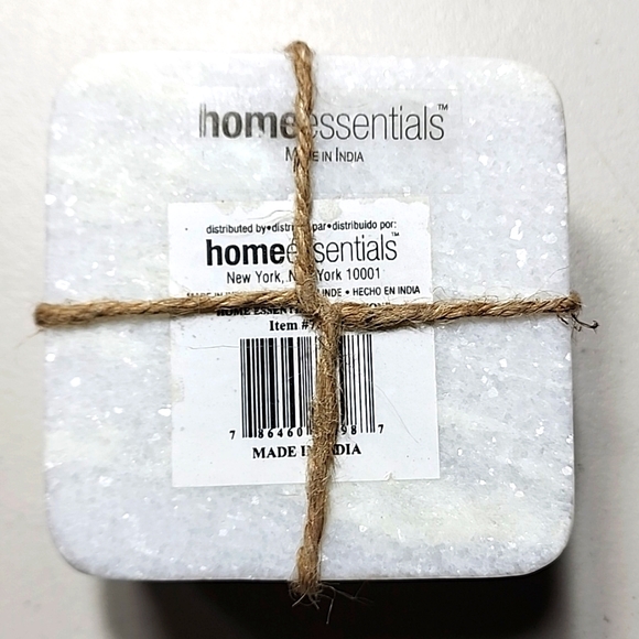 White Marble Coasters Square 4 pc Set 4 x 4 in NEW - Picture 3 of 4